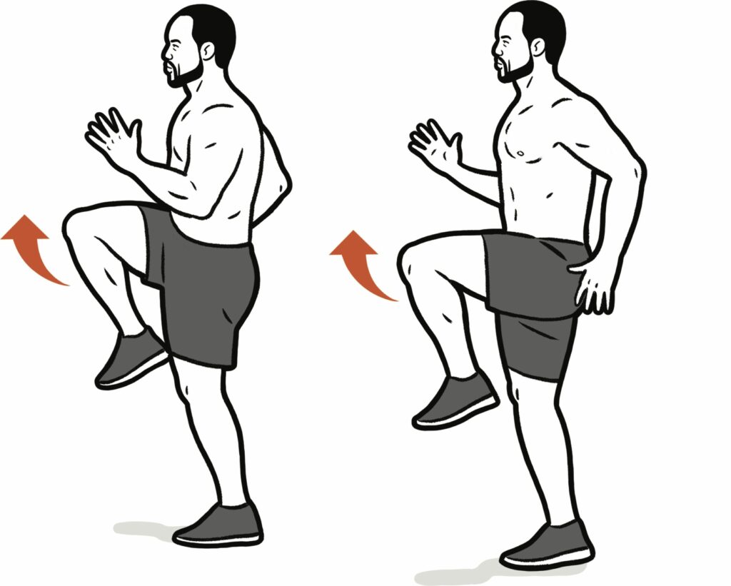 montée de genoux : exercices de renforcement musculaire